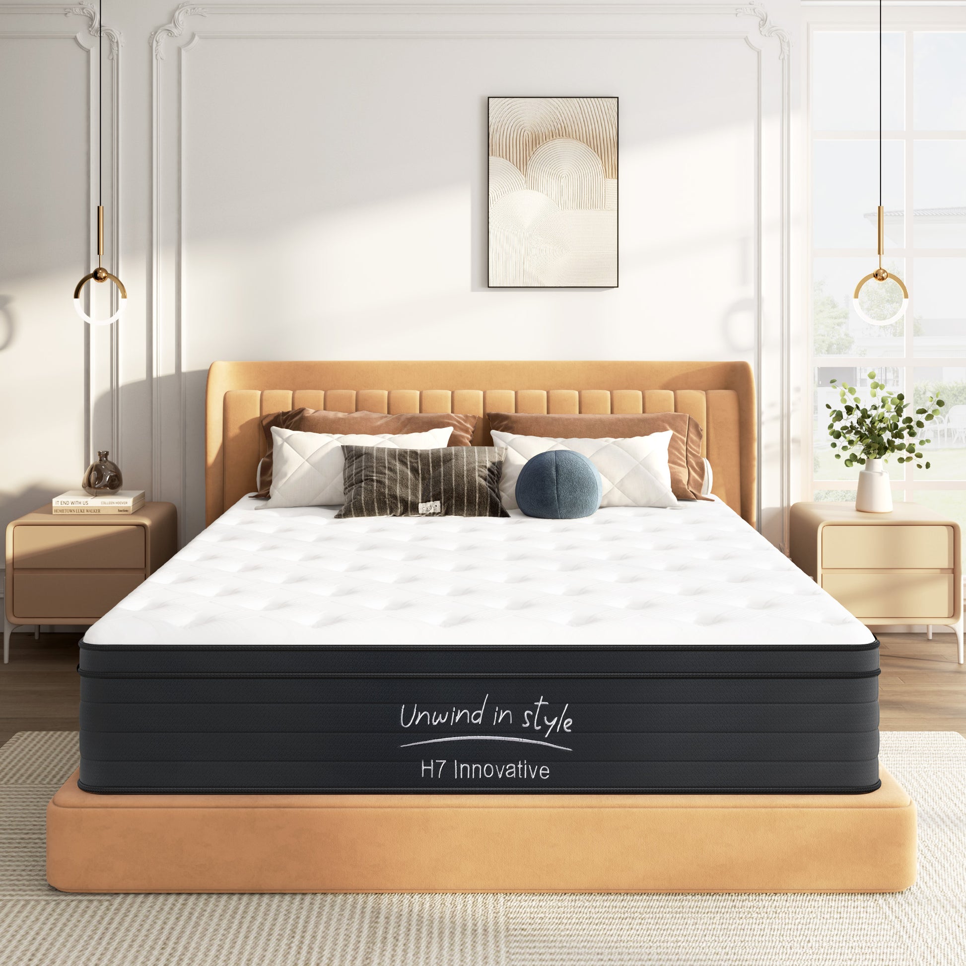 Queen Size Mattress,10 Inch Hybrid Mattress, Individually Pocketed Innerspring, Medium Firm