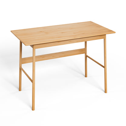 41 Inch Bamboo Computer Desk - Z-Shape Desk for Bedroom Office