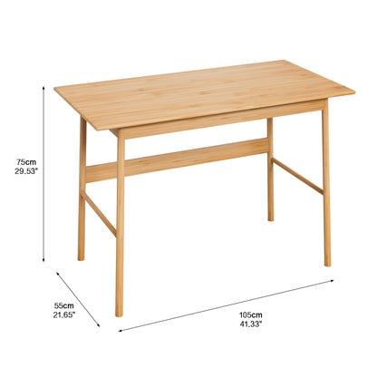 41 Inch Bamboo Computer Desk - Z-Shape Desk for Bedroom Office
