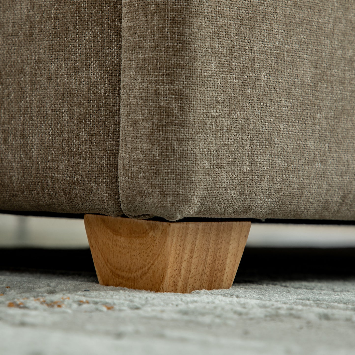 Taupe Chenille Storage Bench - 60.2" Wide Footrest Ottoman for Bedroom