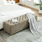 60.2'' Wide Chenille Upholstered End of Bed Storage Bench, Tufted Flip-Top Accent Window Bench Footrest Stool Ottoman with Legs for Bedroom, Living Room, Entryway, Dining Room, Dorm, Corner, Taupe