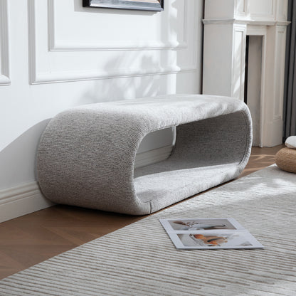Light Brown Chenille Bench - Bedroom End of Bed Shoe Storage