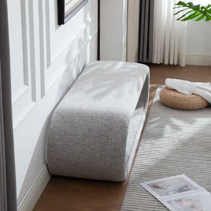 Light Brown Chenille Bench - Bedroom End of Bed Shoe Storage