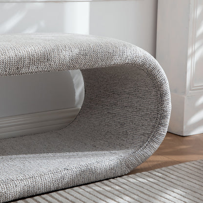 Light Brown Chenille Bench - Bedroom End of Bed Shoe Storage