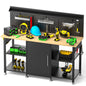 60 Inch Heavy Duty Workbench with Storage Cabinet, Wooden Top, 2000 lbs Capacity, Large Garage Work Table with Pegboard, Power Outlet