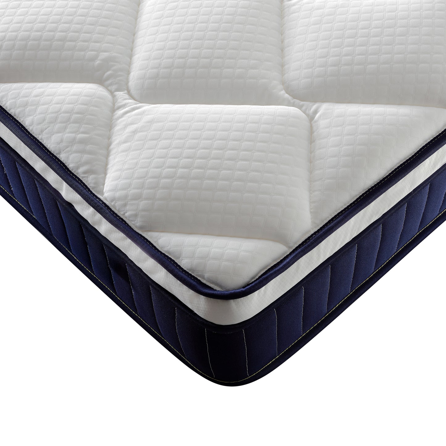 Queen Blue Brown White Foam Mattress 10 Inch Hybrid for Bedroom