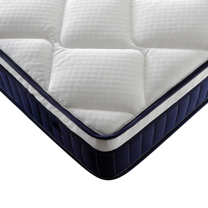 Queen Blue Brown White Foam Mattress 10 Inch Hybrid for Bedroom