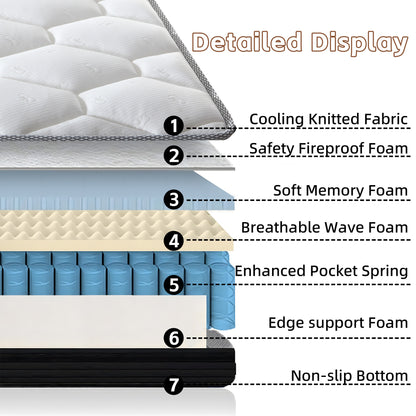 Queen Size Memory Foam Mattress - Antique Brown+White