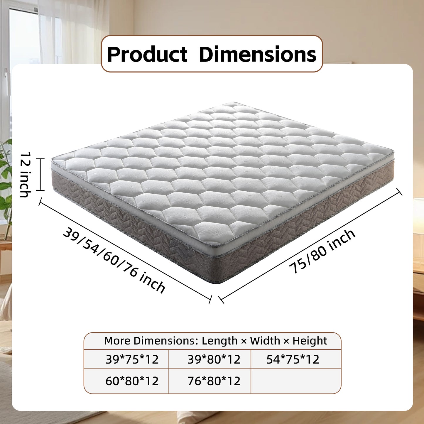Queen Size Memory Foam Mattress - Antique Brown+White