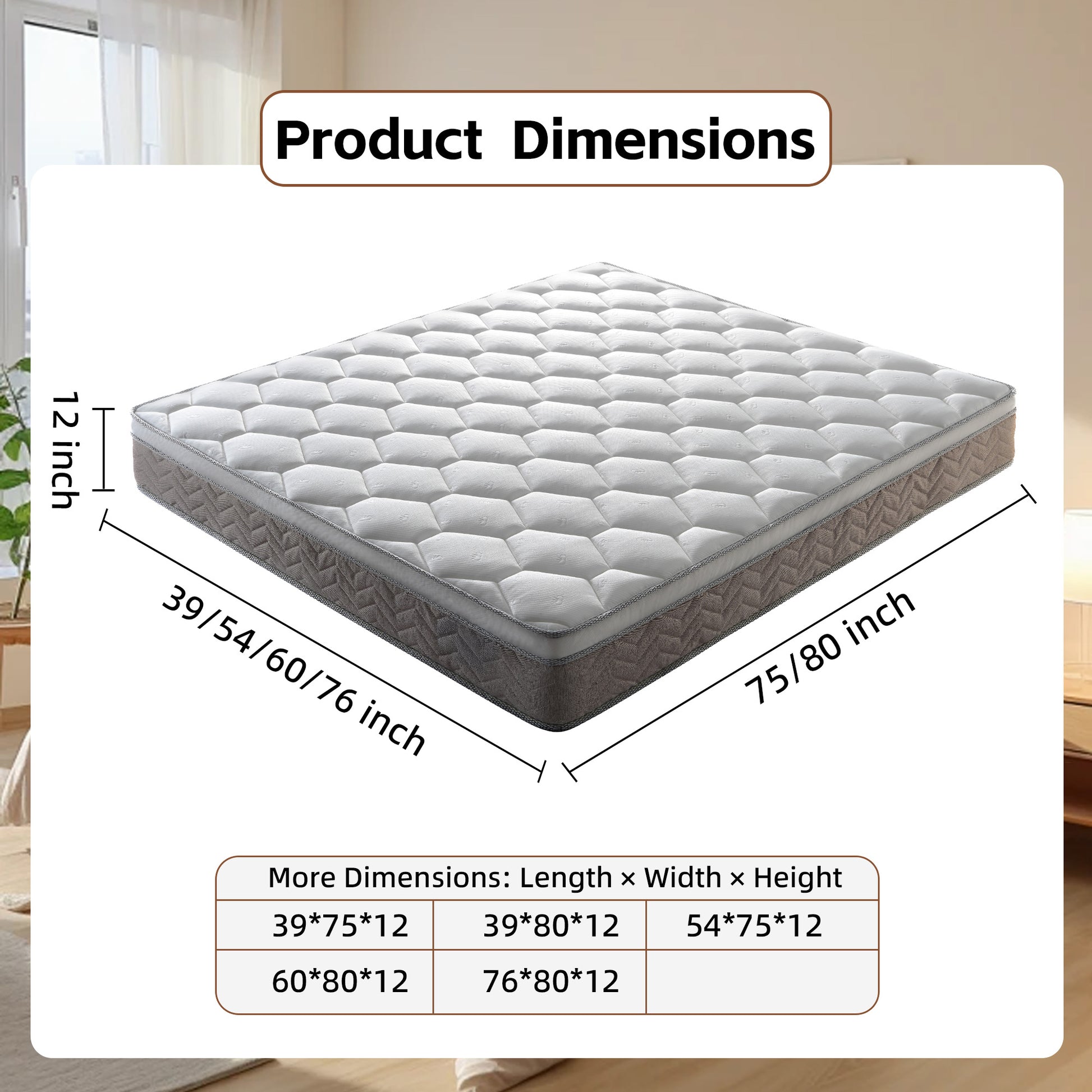 Queen Size Memory Foam Mattress - Antique Brown+White