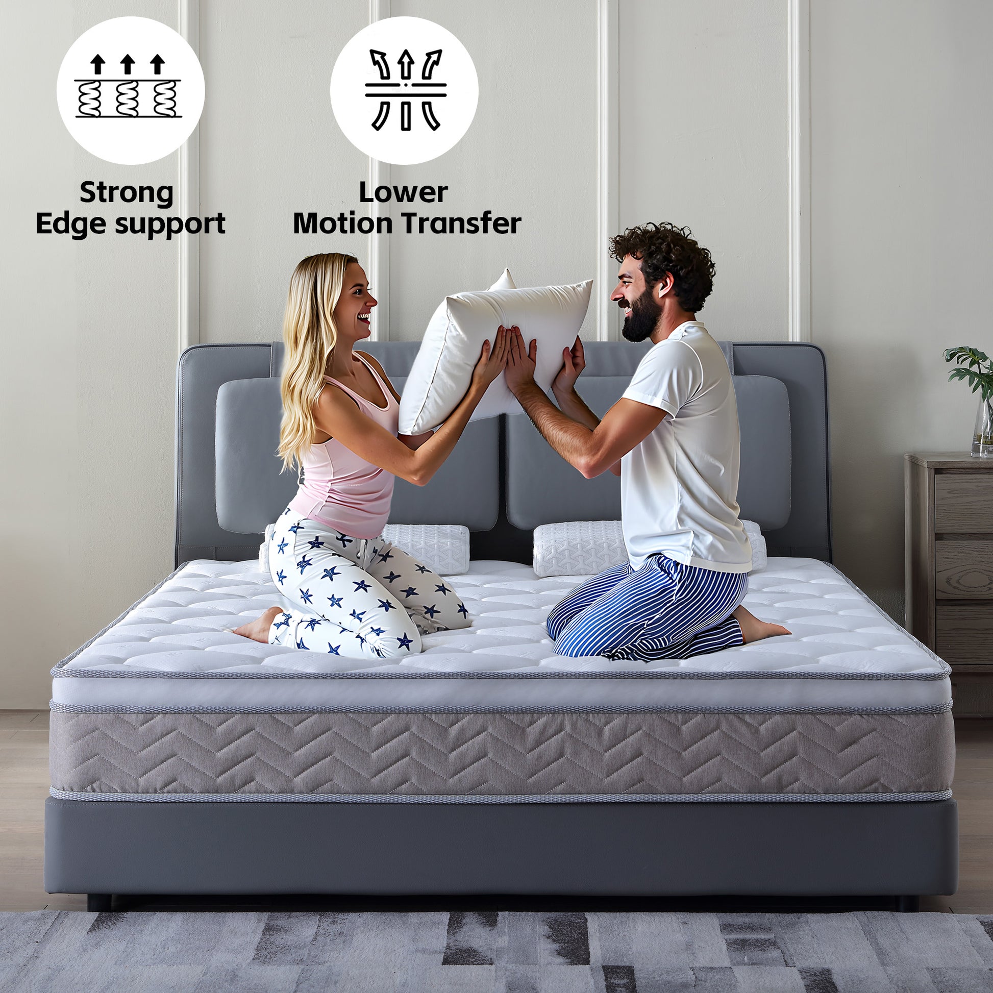 Queen Size Memory Foam Mattress - Antique Brown+White