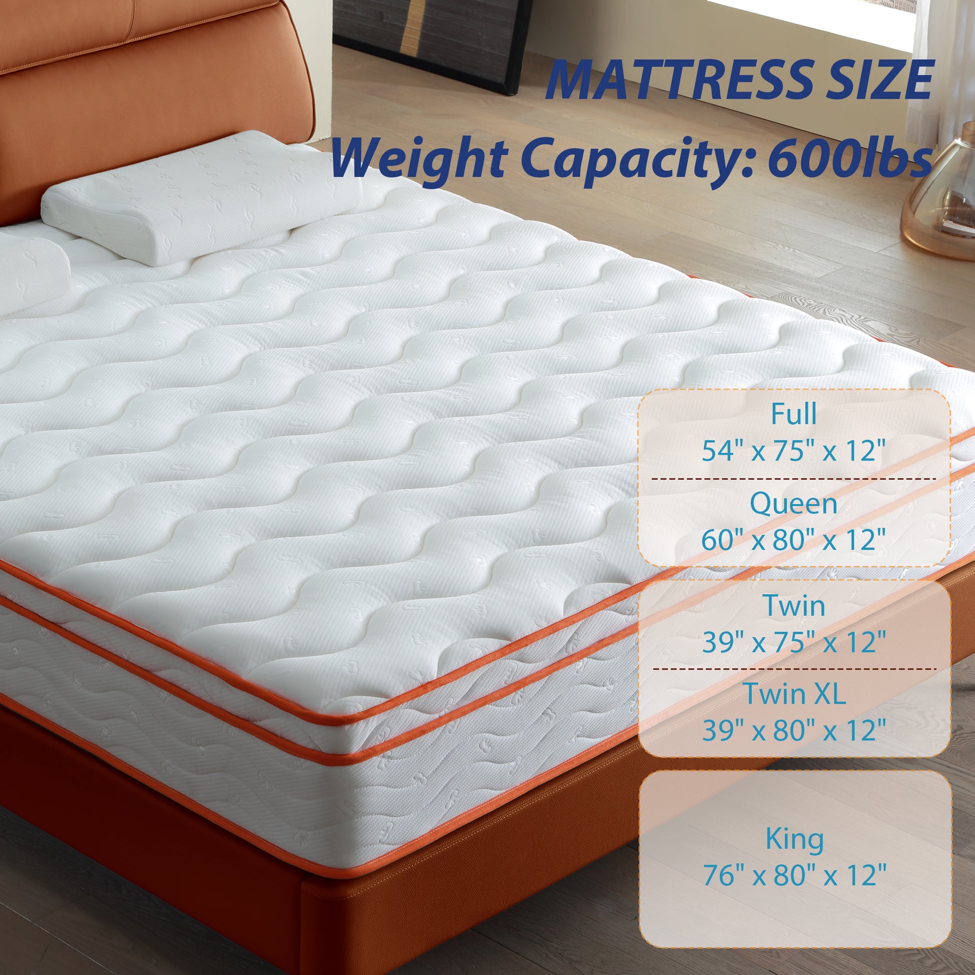 Queen Memory Foam Mattress 12 Inch Hybrid in a Box for Bedroom
