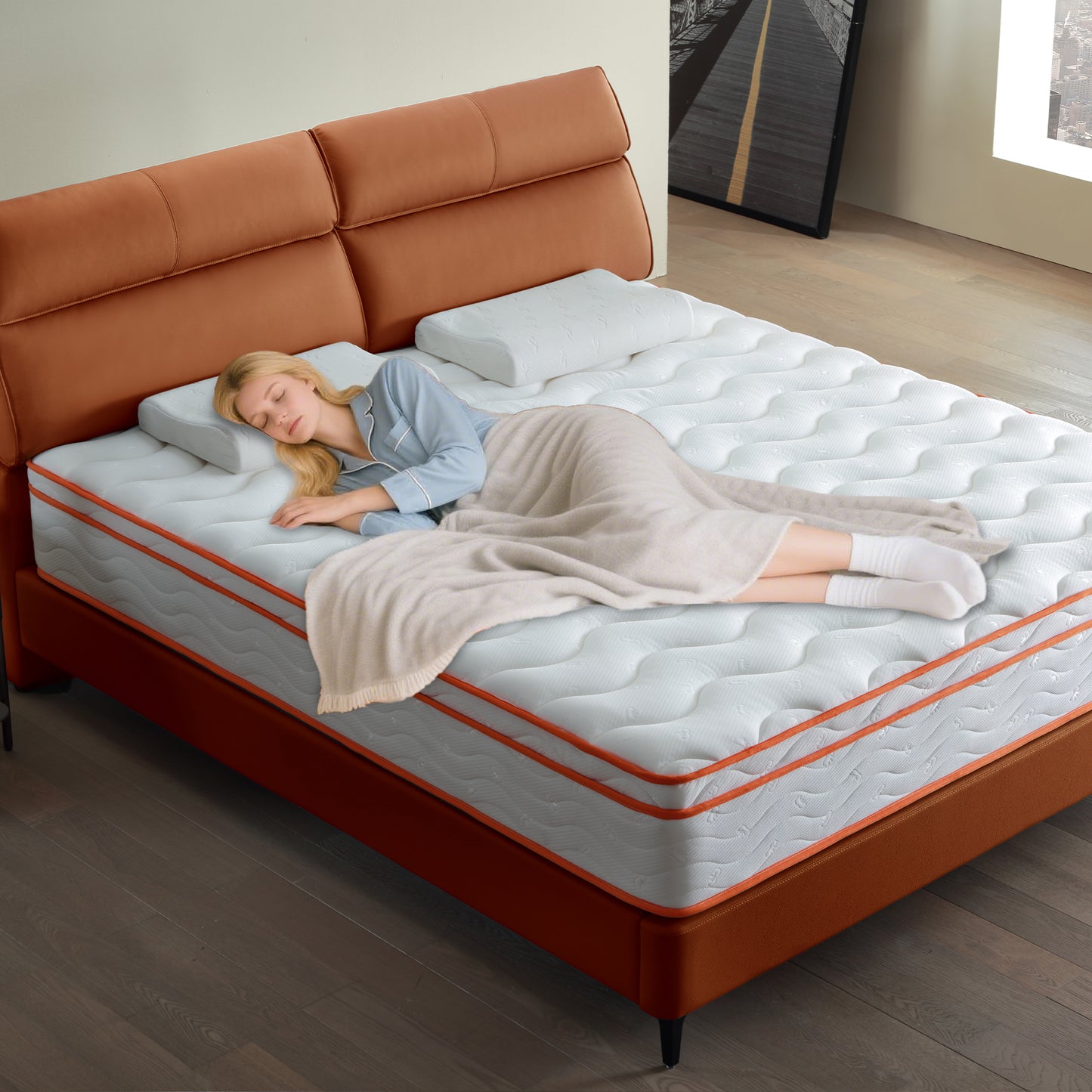 Queen Memory Foam Mattress 12 Inch Hybrid in a Box for Bedroom