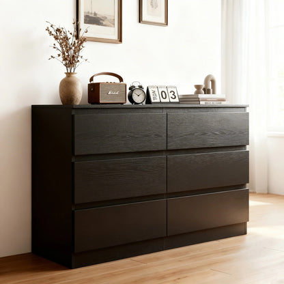 6 Drawer Black Dresser - Modern Storage for Bedrooms & Living Rooms