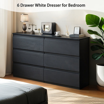 6 Drawer Black Dresser - Modern Storage for Bedrooms & Living Rooms