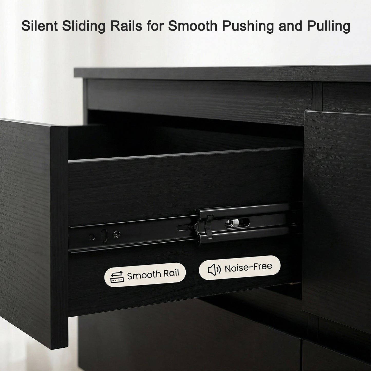 6 Drawer Black Dresser - Modern Storage for Bedrooms & Living Rooms