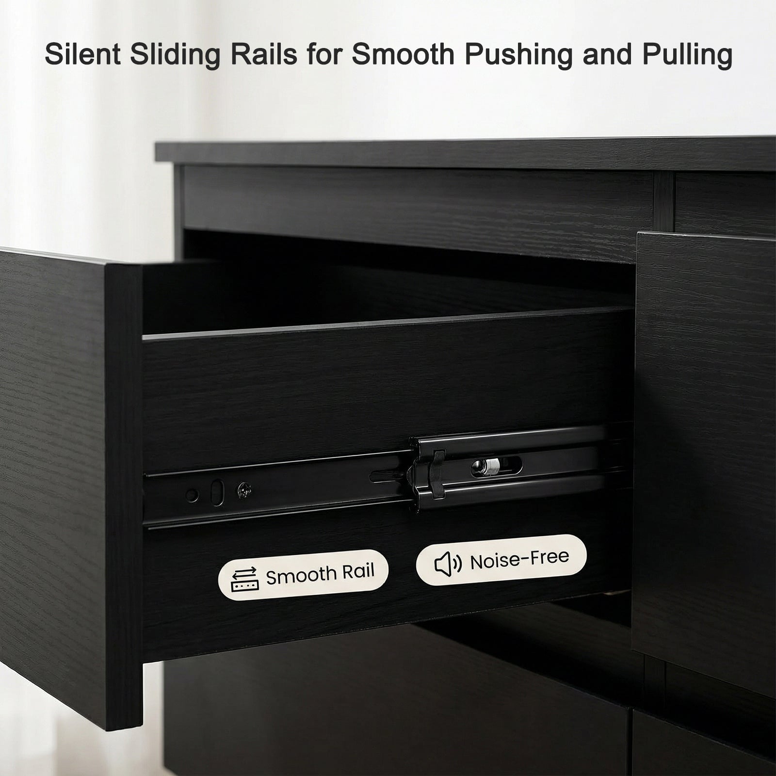 6 Drawer Black Dresser - Modern Storage for Bedrooms & Living Rooms