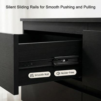 6 Drawer Black Dresser - Modern Storage for Bedrooms & Living Rooms