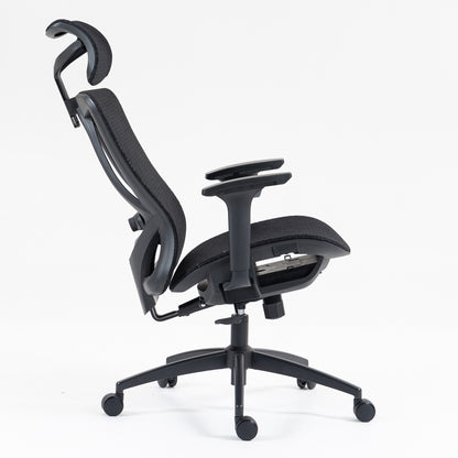 Black Mesh Office Chair with Recliner - 360° Swivel