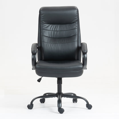 Black PU Office Chair - Adjustable Height Recliner