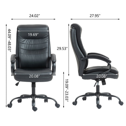 Black PU Office Chair - Adjustable Height Recliner