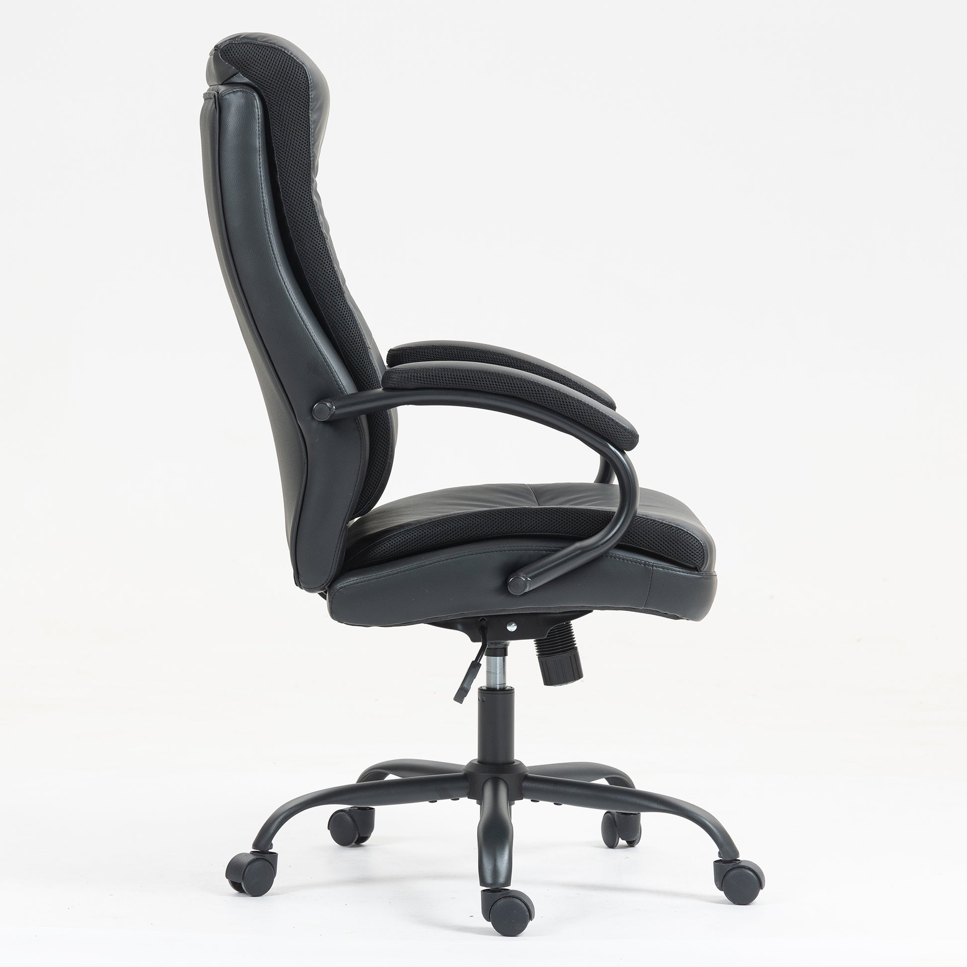 Black PU Office Chair - Adjustable Height Recliner