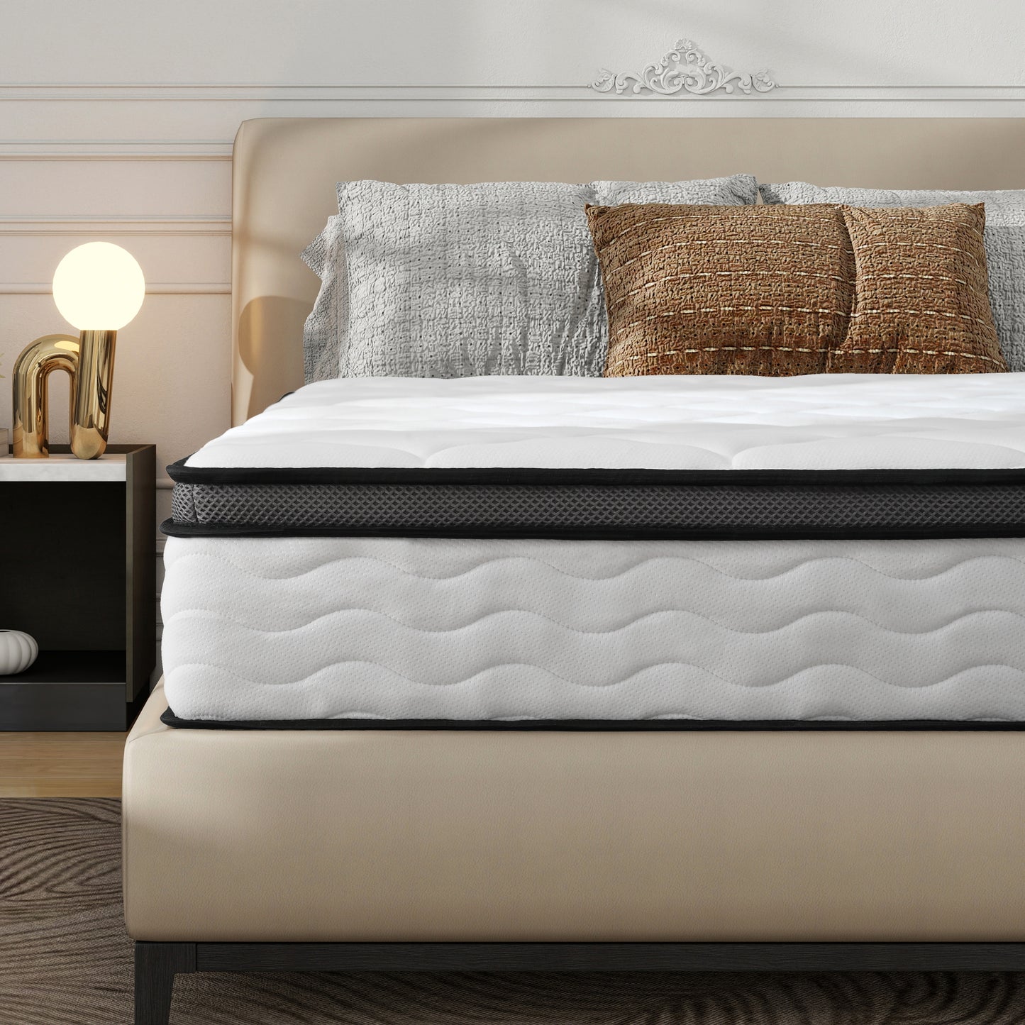 Queen Mattress, 12 Inch Queen Hybrid Mattress in a Box,  Individually Wrapped Pocket Coils Innerspring Mattress, Medium Firm, Pressure Relief & Breathable Comfort, CertiPUR-US, OEKO-TEX