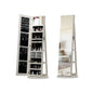 360°Swivel Jewelry Cabinet with Full Length Mirror, 360°Rotating Standing Jewelry Armoire Organizer, Lockable Storage Cabinet, Interior Lighted Mirror, White
