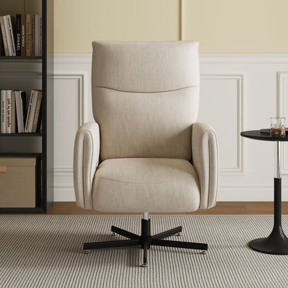 Beige White Velvet Power Recliner Chair - Swivel & USB Charging