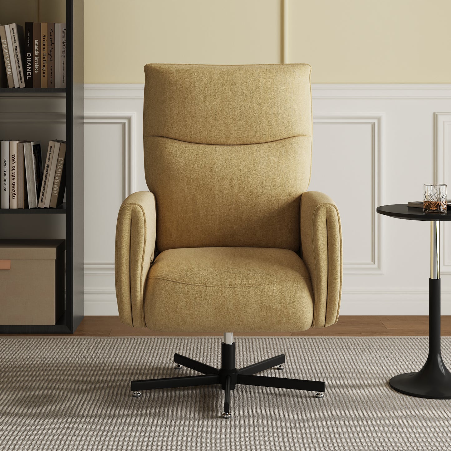 Yellow Velvet Power Recliner - USB Charging & Swivel Office Chair