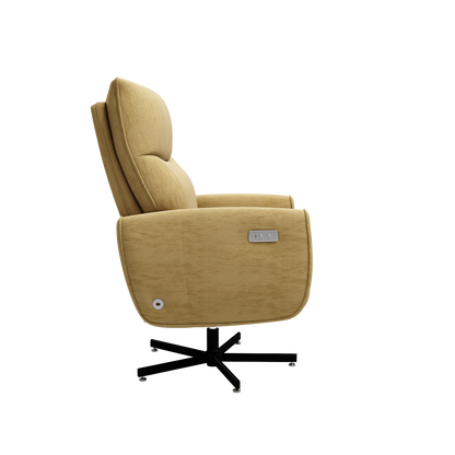 Yellow Velvet Power Recliner - USB Charging & Swivel Office Chair