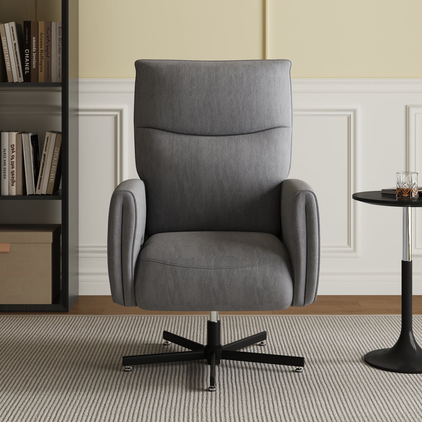 Grey Velvet Power Swivel Recliner Chair for Home Office