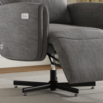 Grey Velvet Power Swivel Recliner Chair for Home Office
