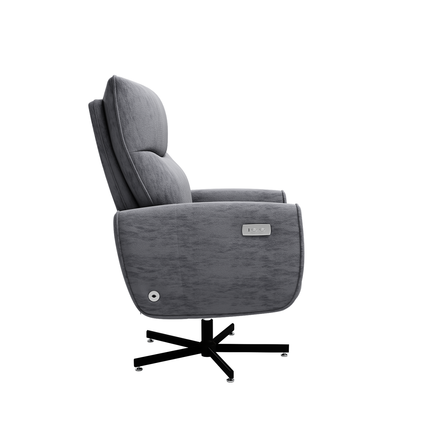 Grey Velvet Power Swivel Recliner Chair for Home Office
