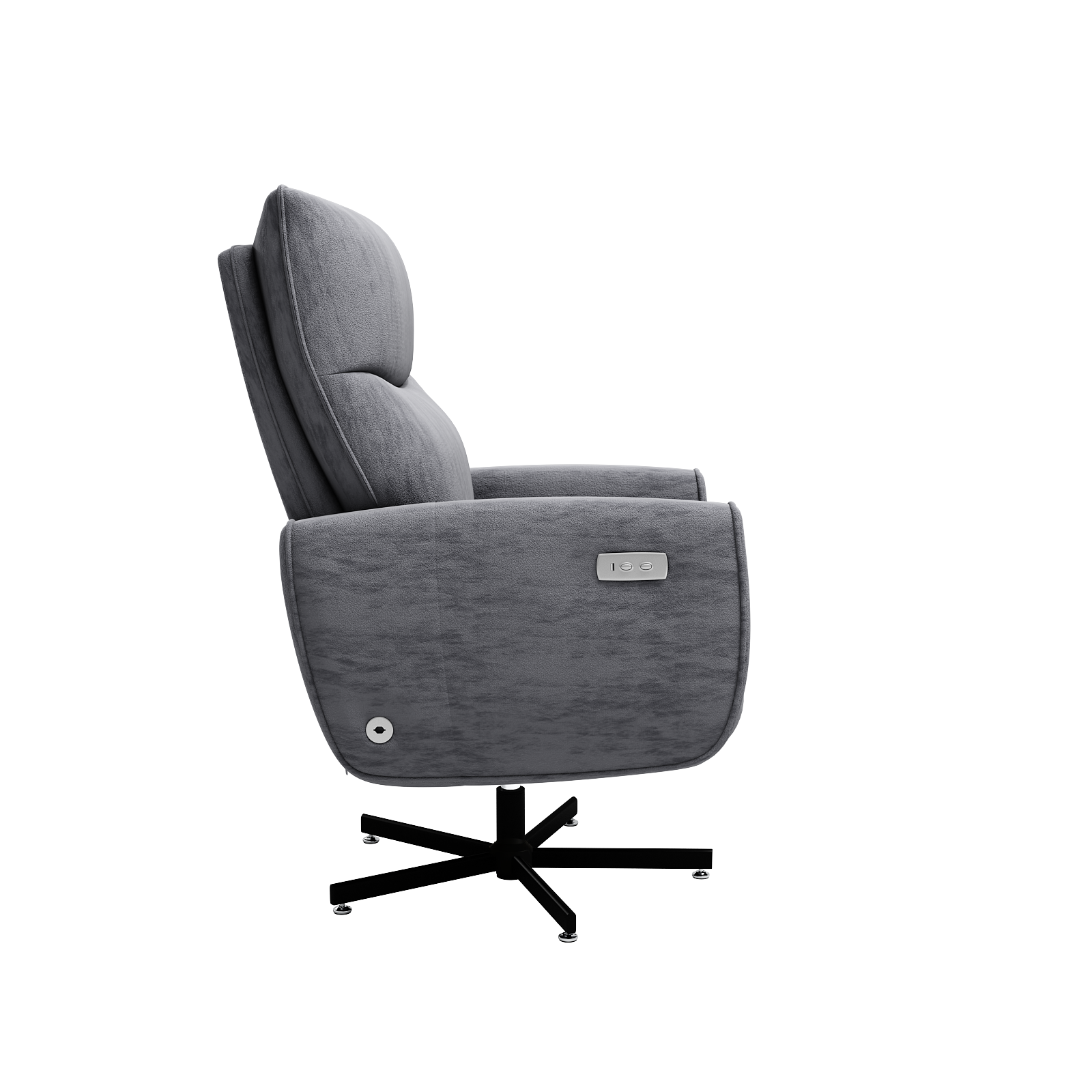 Grey Velvet Power Swivel Recliner Chair for Home Office