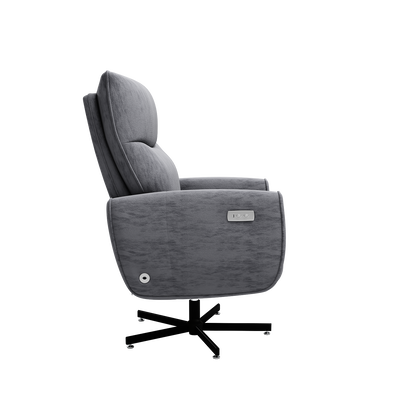 Grey Velvet Power Swivel Recliner Chair for Home Office
