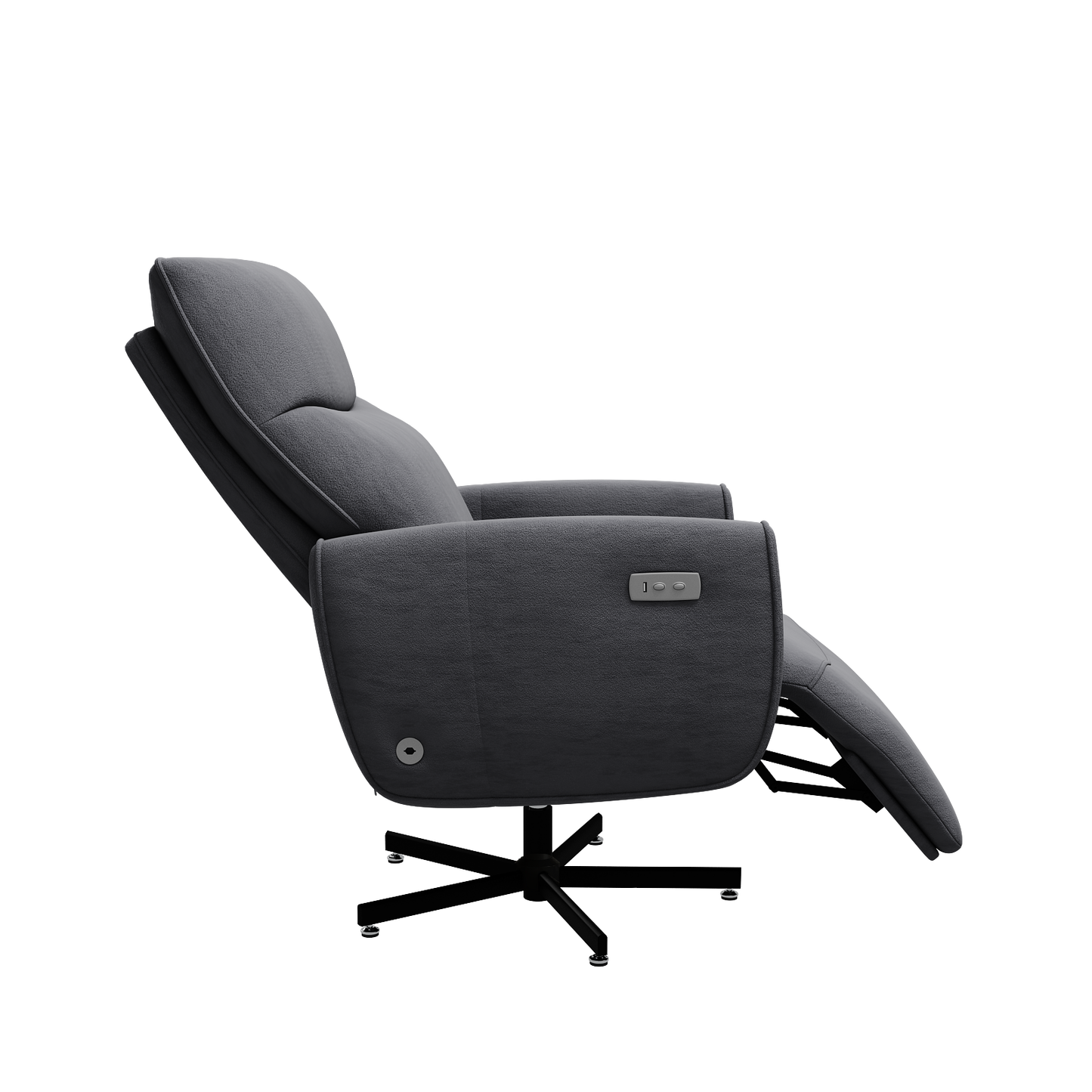Grey Velvet Power Swivel Recliner Chair for Home Office
