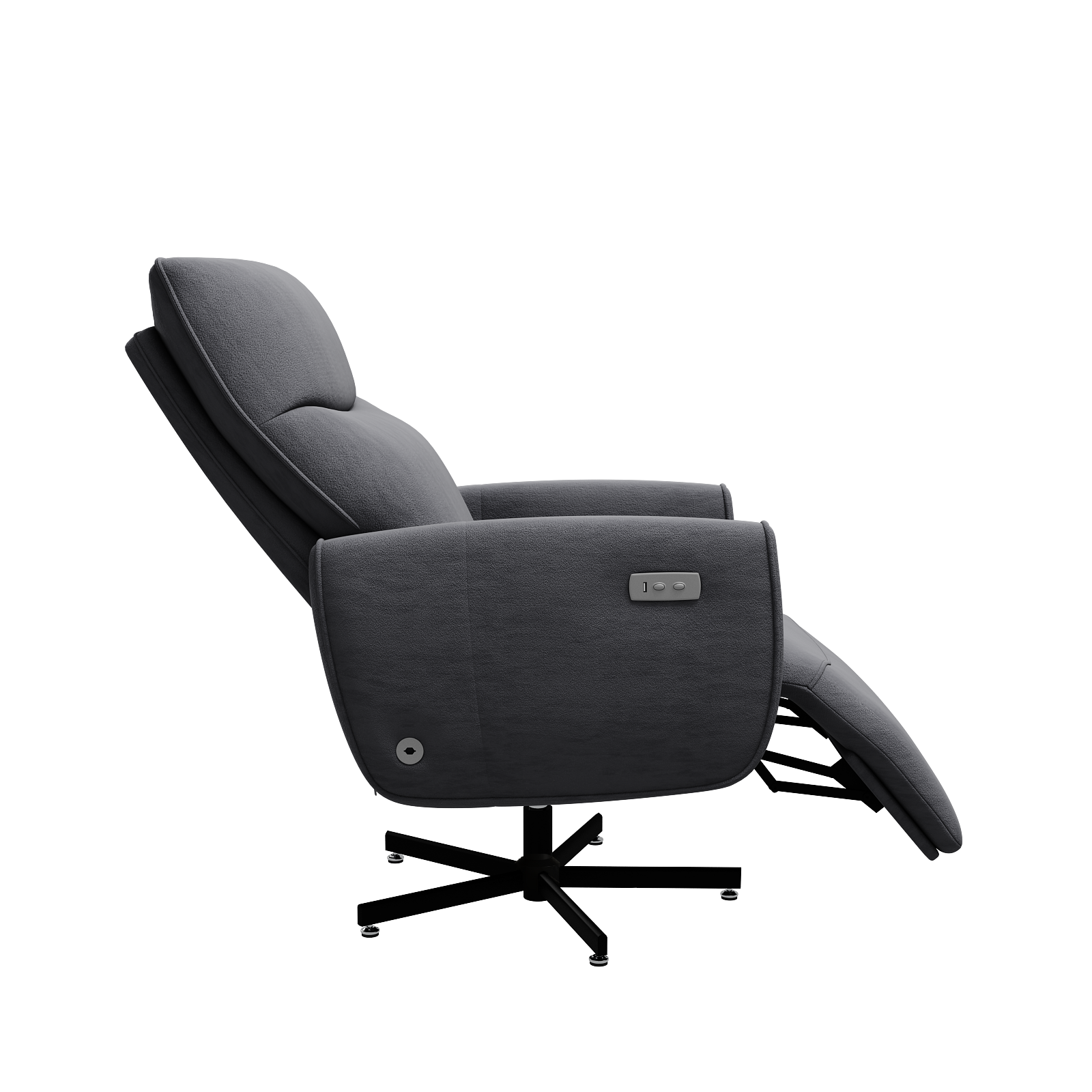 Grey Velvet Power Swivel Recliner Chair for Home Office