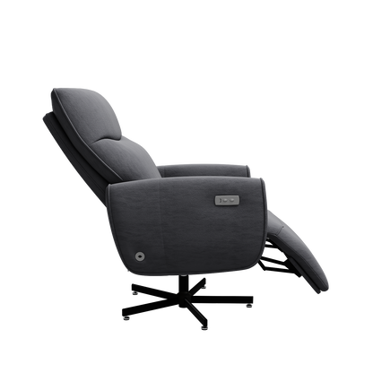 Grey Velvet Power Swivel Recliner Chair for Home Office