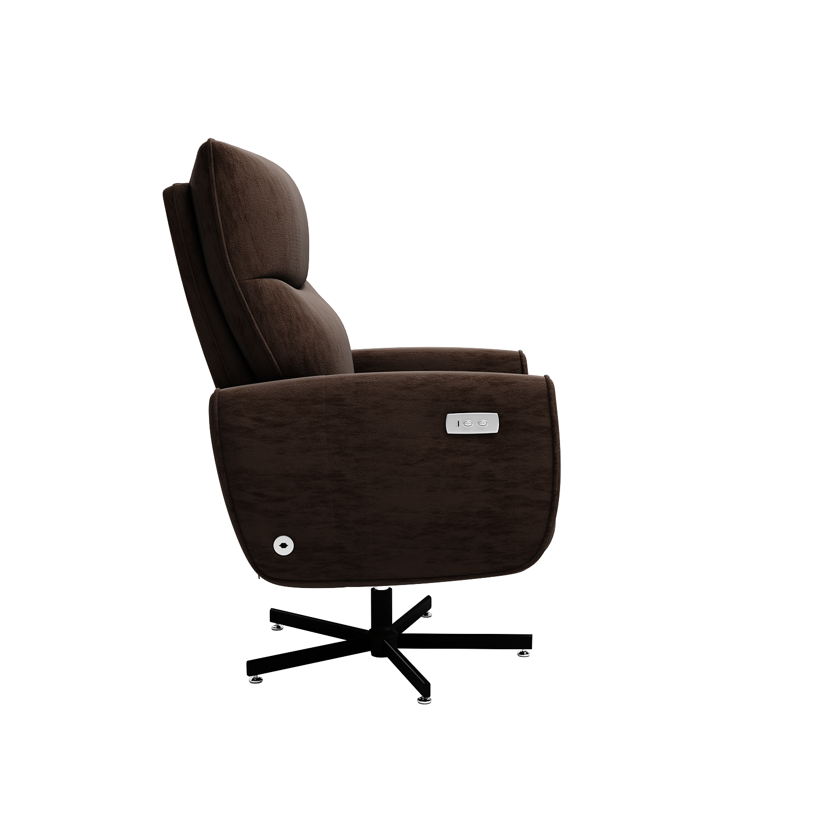 Brown Velvet Power Recliner Chair with USB Charging for Home Office