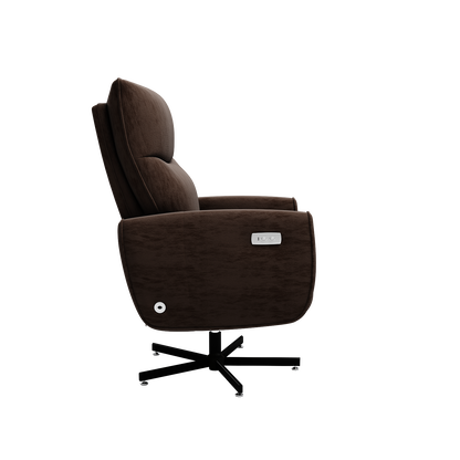 Brown Velvet Power Recliner Chair with USB Charging for Home Office