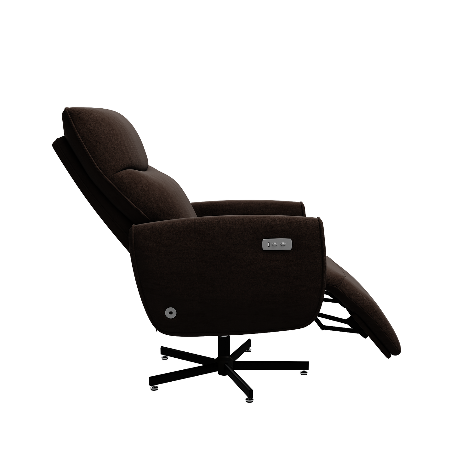 Brown Velvet Power Recliner Chair with USB Charging for Home Office