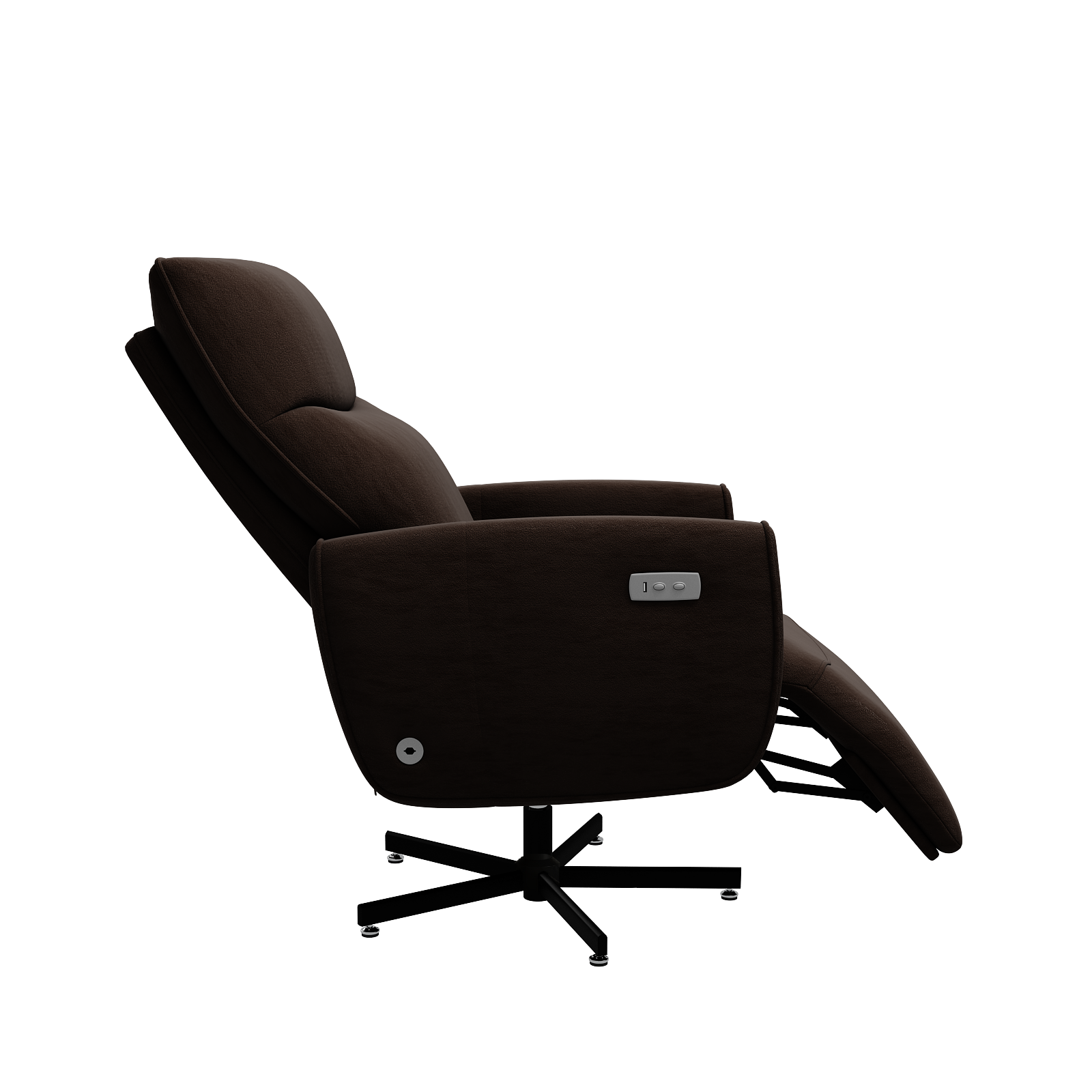 Brown Velvet Power Recliner Chair with USB Charging for Home Office