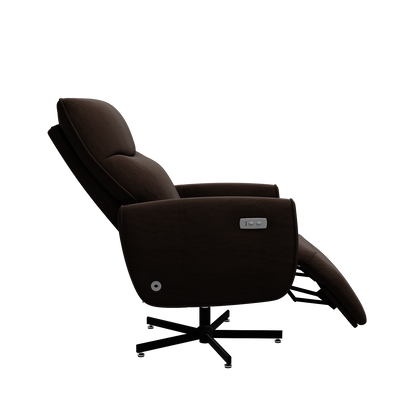 Brown Velvet Power Recliner Chair with USB Charging for Home Office