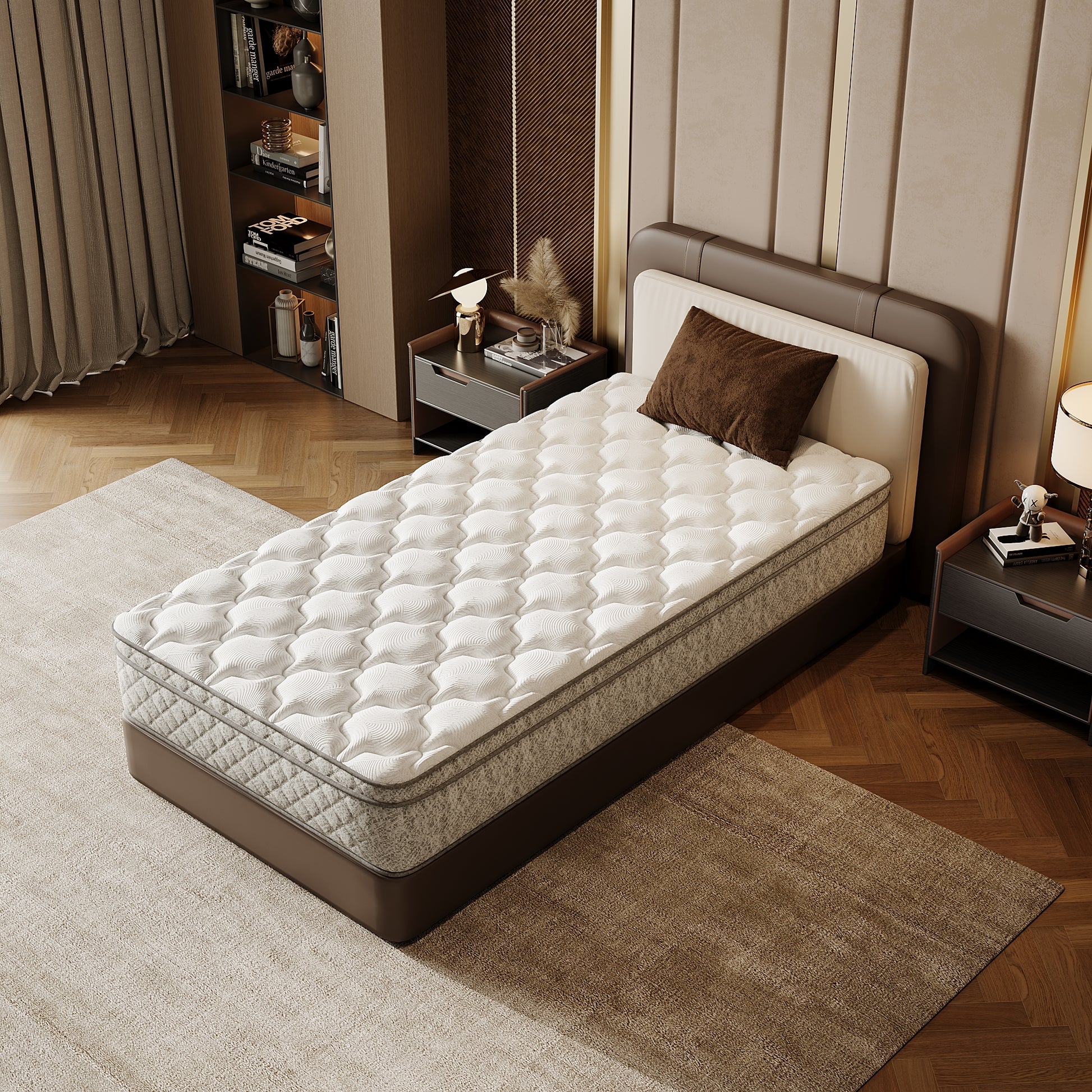 Twin Size Mattress,12 Inch Hybrid Twin Mattress in a Box with Memory Foam and Pocket Spring for Pressure Relief & Comfort Sleep & Zoned Support, Medium Firm,CertiPUR-US & OEKO-TEX