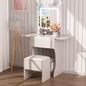 Vanity Set for Small Bedrooms - Small Space Makeup Vanity with Stool, Compartmentalized Drawers & 20cm Foldable Side Tables (Left and Right)
