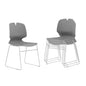 Modern Stacked Office Chair Set with Ergonomic Design in Grey, Polypropylene and Steel Construction, 4-Piece