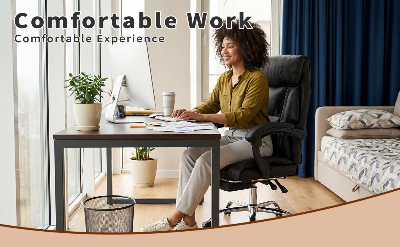 Black Office Chair Adjustable Height - Executive Desk Gaming Reclining