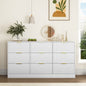 White 9 Drawer Dresser, 63" Large Deep Chest of Drawers, Wooden Dresser Storage Cabinet with 9 Drawers for Bedroom, Long Dressers for Living Room, Hallway, Drawer panel with wavy patterns
