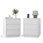 (Set of 2)End Table with Fast USB C Charging Station, Sofa Side Table with 3Drawers, Large Storage Modern Wood Storage Cabinet for Living Room,Bedroom,Office, White